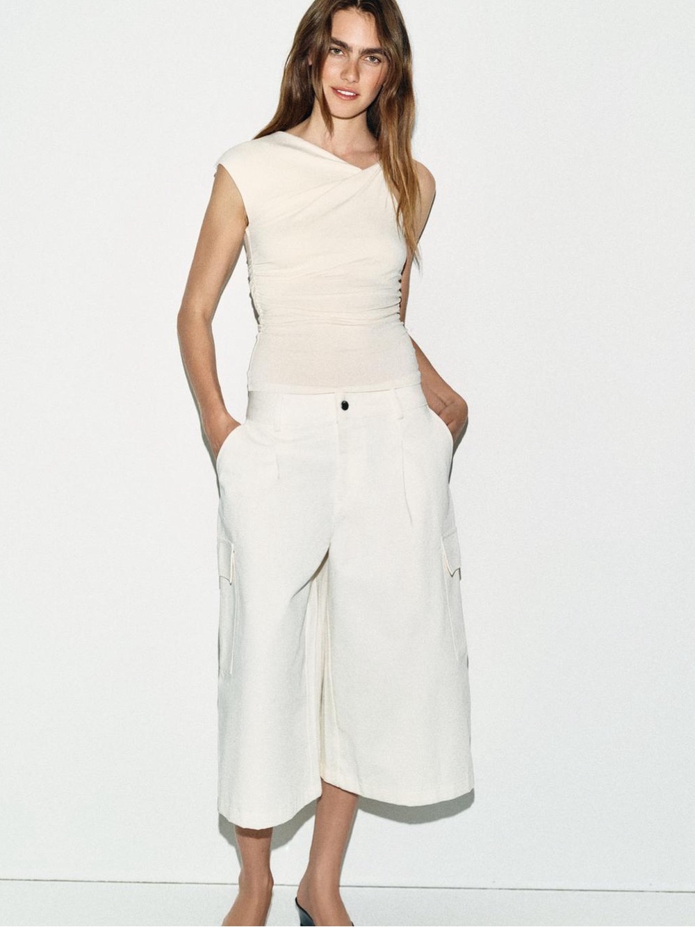 Zara Asymmetric Draped T-shirt